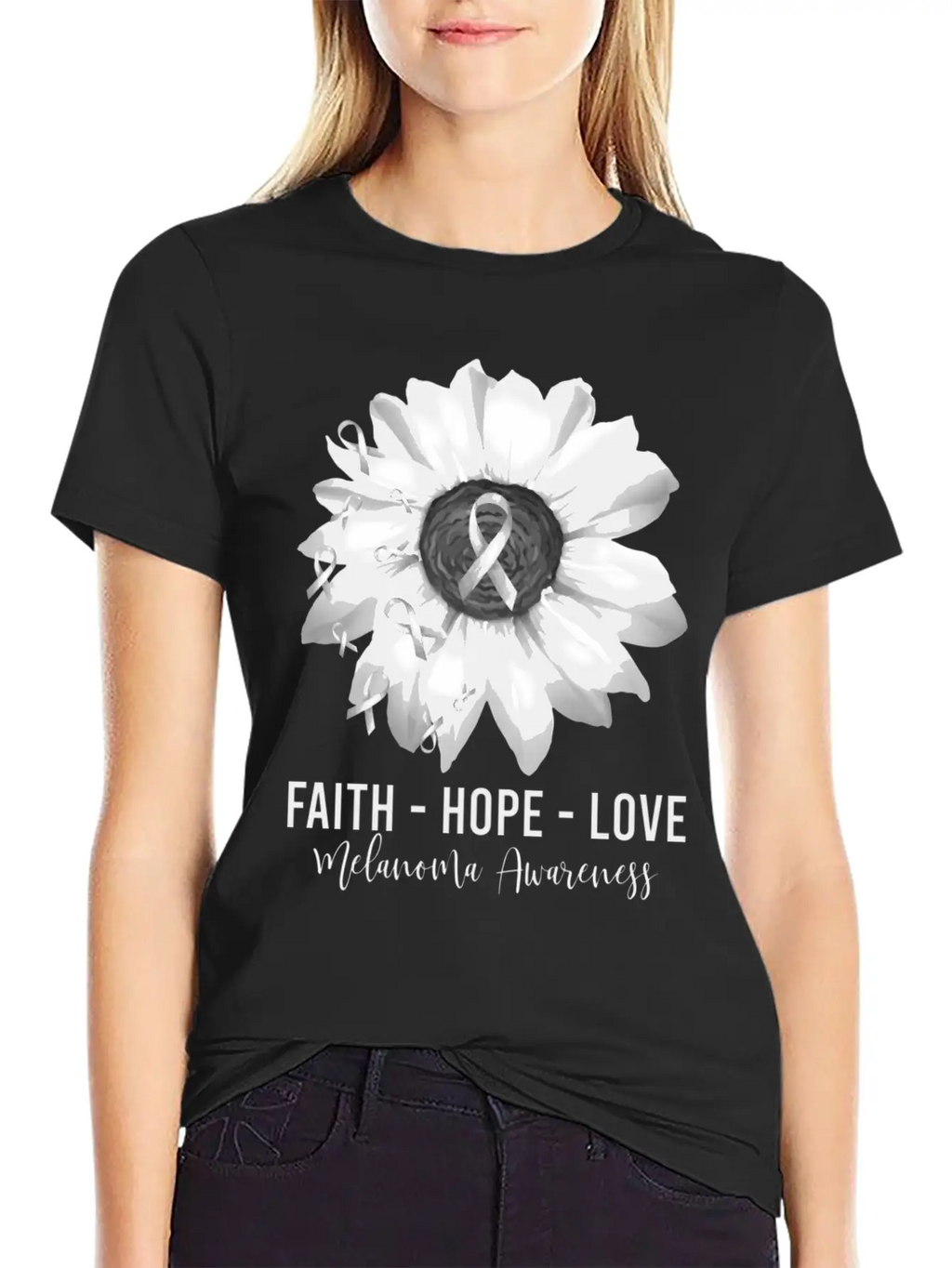 Melanoma Awareness Flower Shirts Melanoma Wo Unisex Casual T-Shirt – Clean Design For Daily Comfort