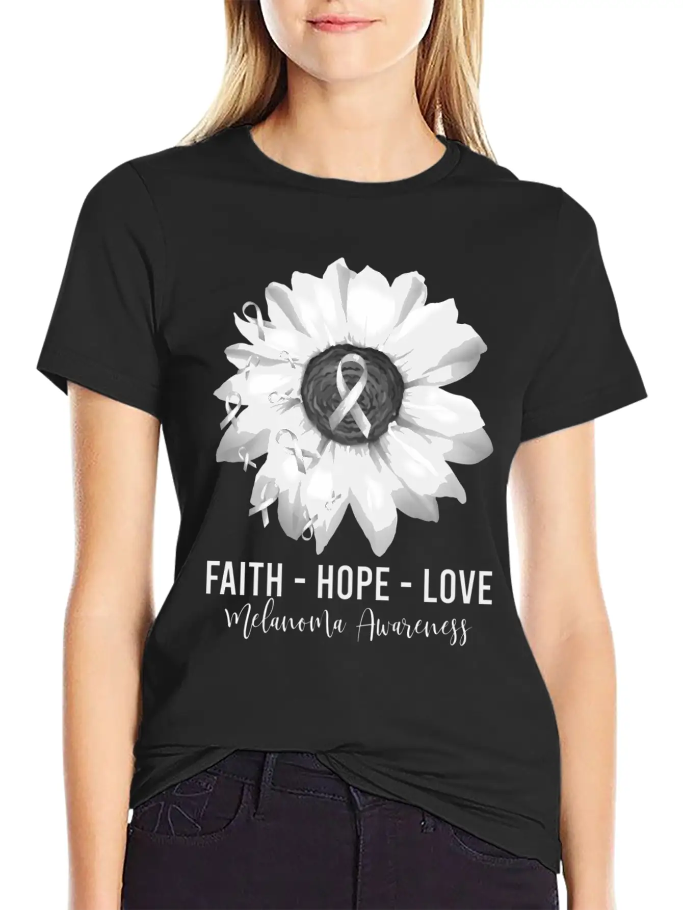 Melanoma Awareness Flower Shirts Melanoma Wo Unisex Casual T-Shirt – Clean Design For Daily Comfort