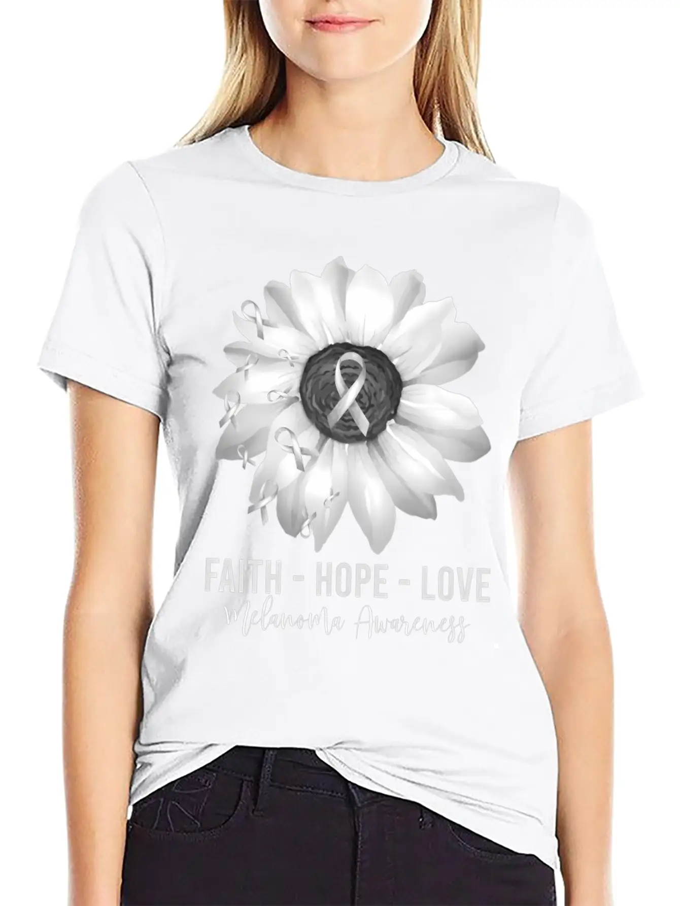 Melanoma Awareness Flower Shirts Melanoma Wo Unisex Casual T-Shirt – Clean Design For Daily Comfort