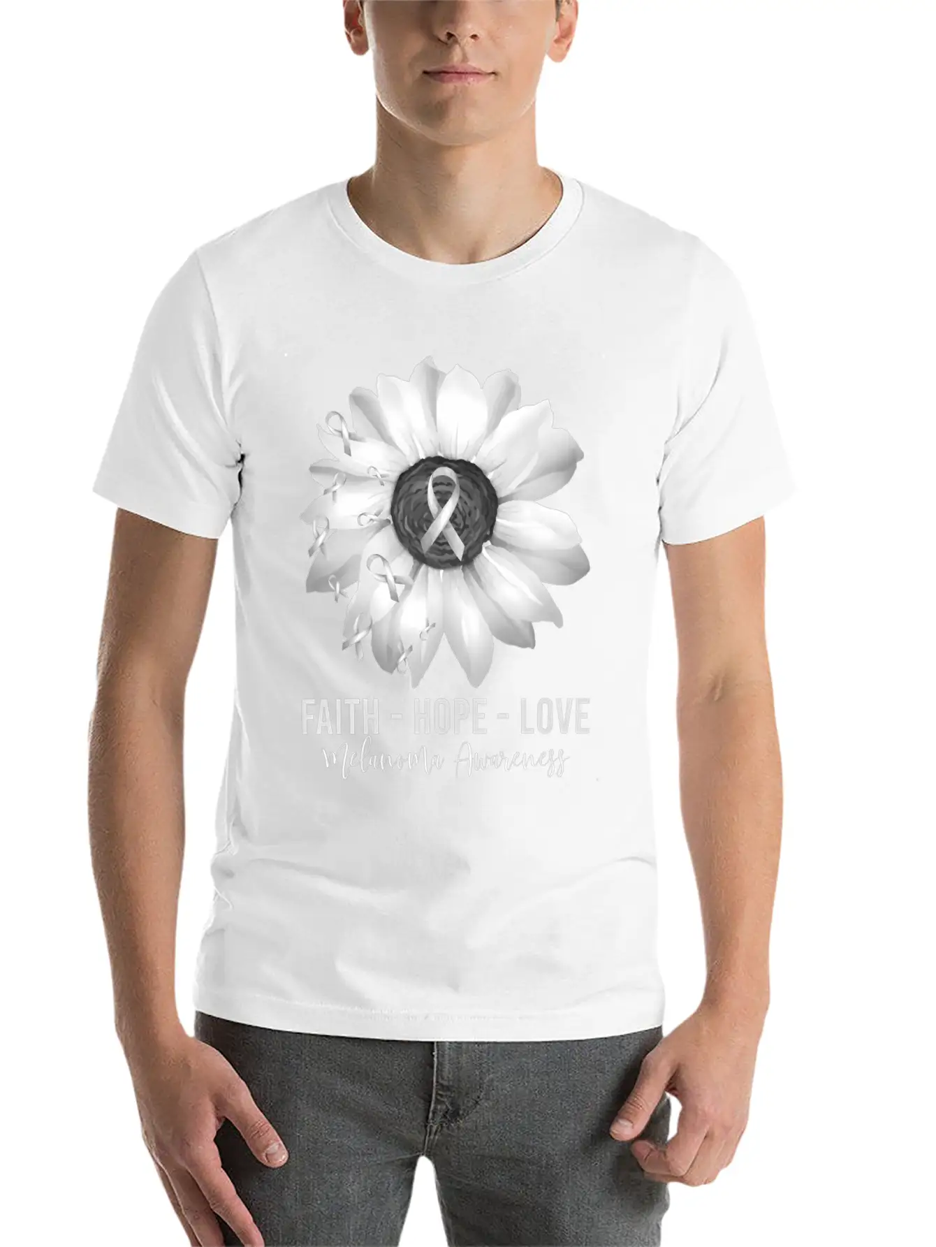 Melanoma Awareness Flower Shirts Melanoma Wo Unisex Casual T-Shirt – Clean Design For Daily Comfort