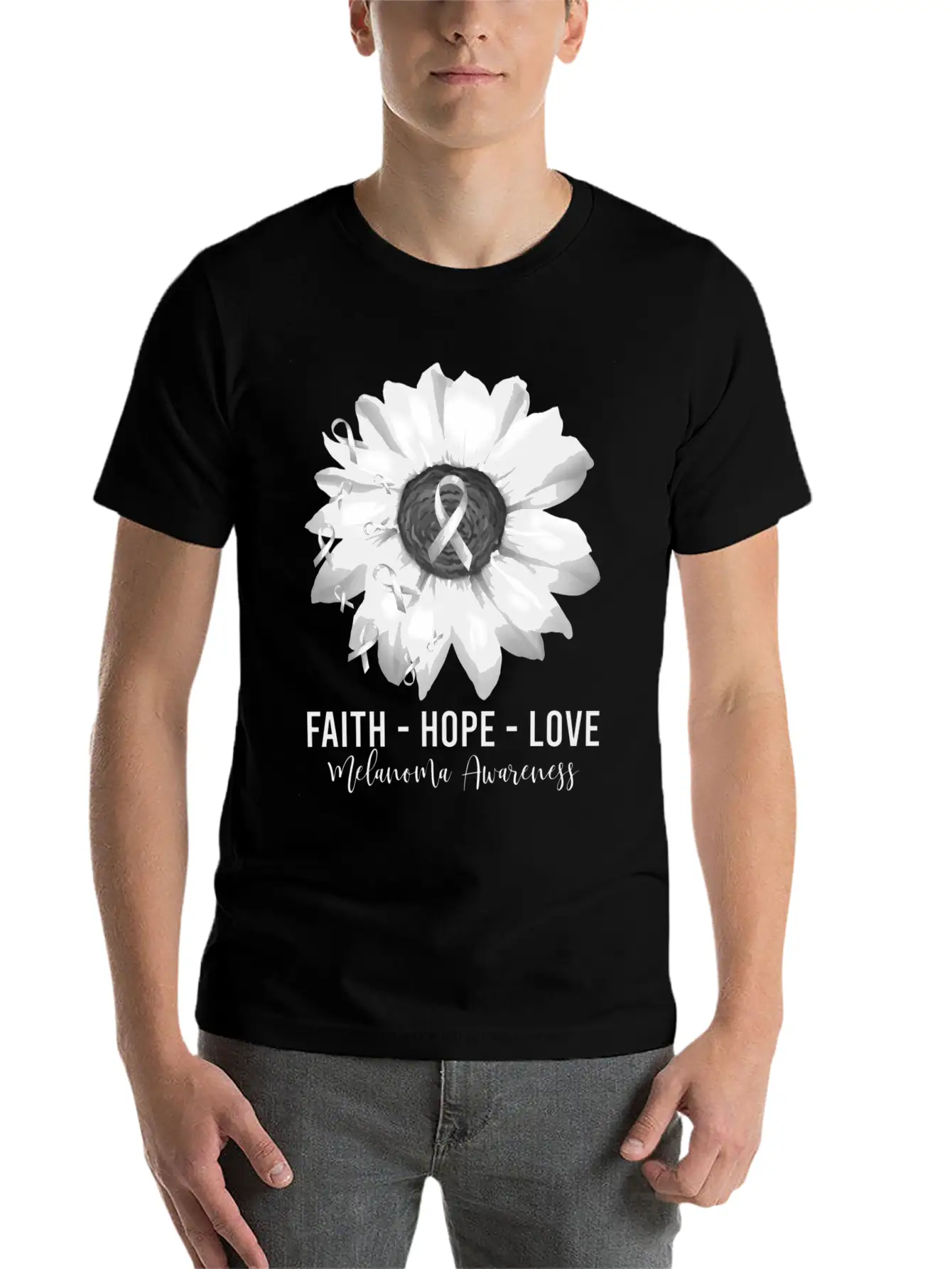 Melanoma Awareness Flower Shirts Melanoma Wo Unisex Casual T-Shirt – Clean Design For Daily Comfort