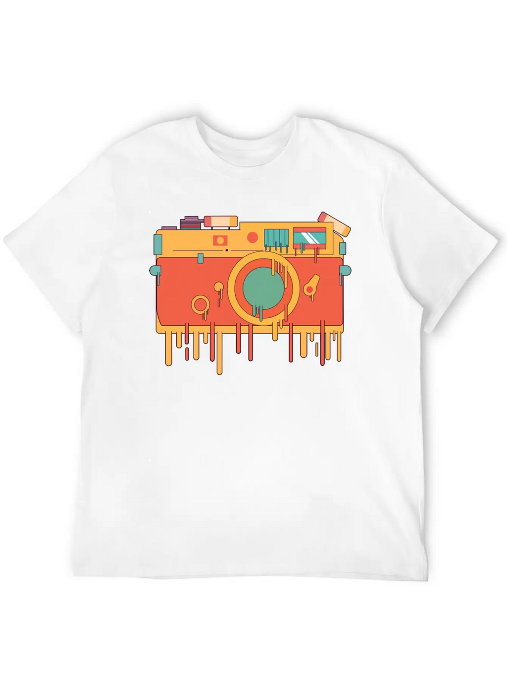 Melting Camera Casual Graphic T-Shirt – Simple And Comfortable Daily Wear