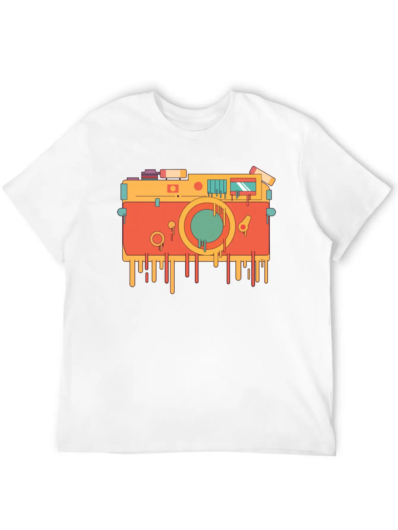 Melting Camera Casual Graphic T-Shirt – Simple And Comfortable Daily Wear