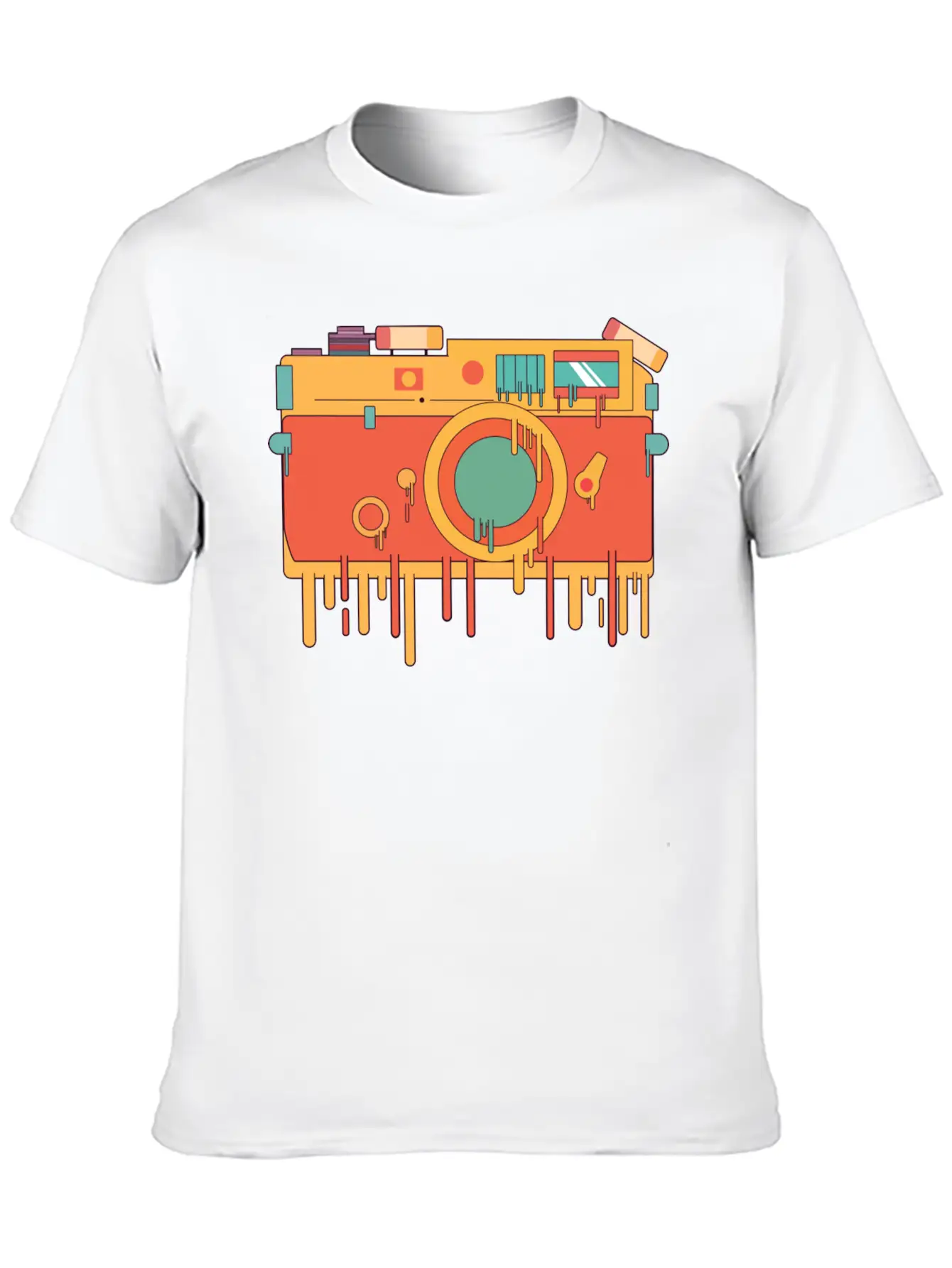 Melting Camera Casual Graphic T-Shirt – Simple And Comfortable Daily Wear