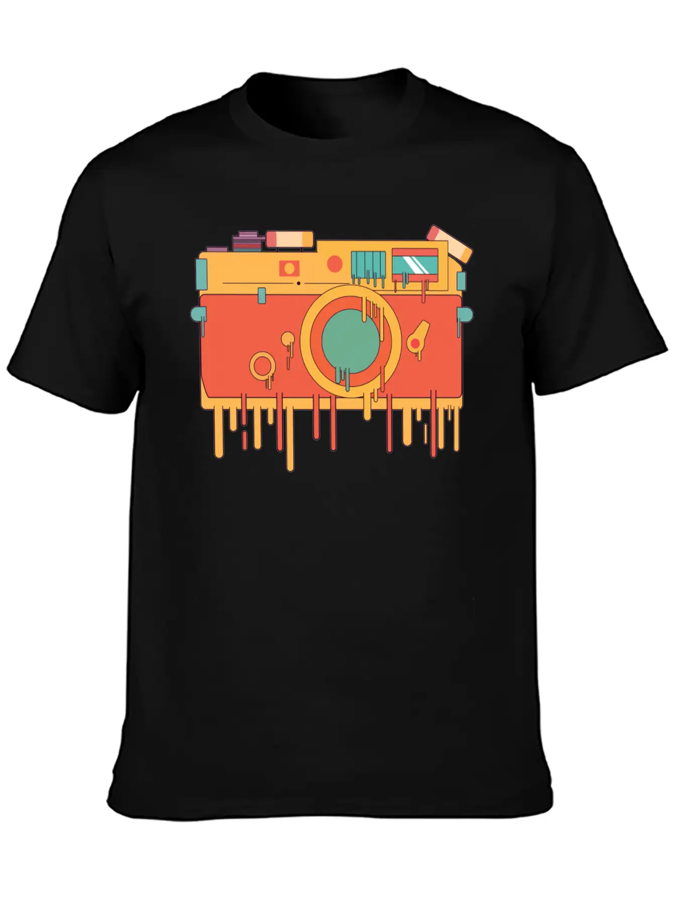 Melting Camera Casual Graphic T-Shirt – Simple And Comfortable Daily Wear