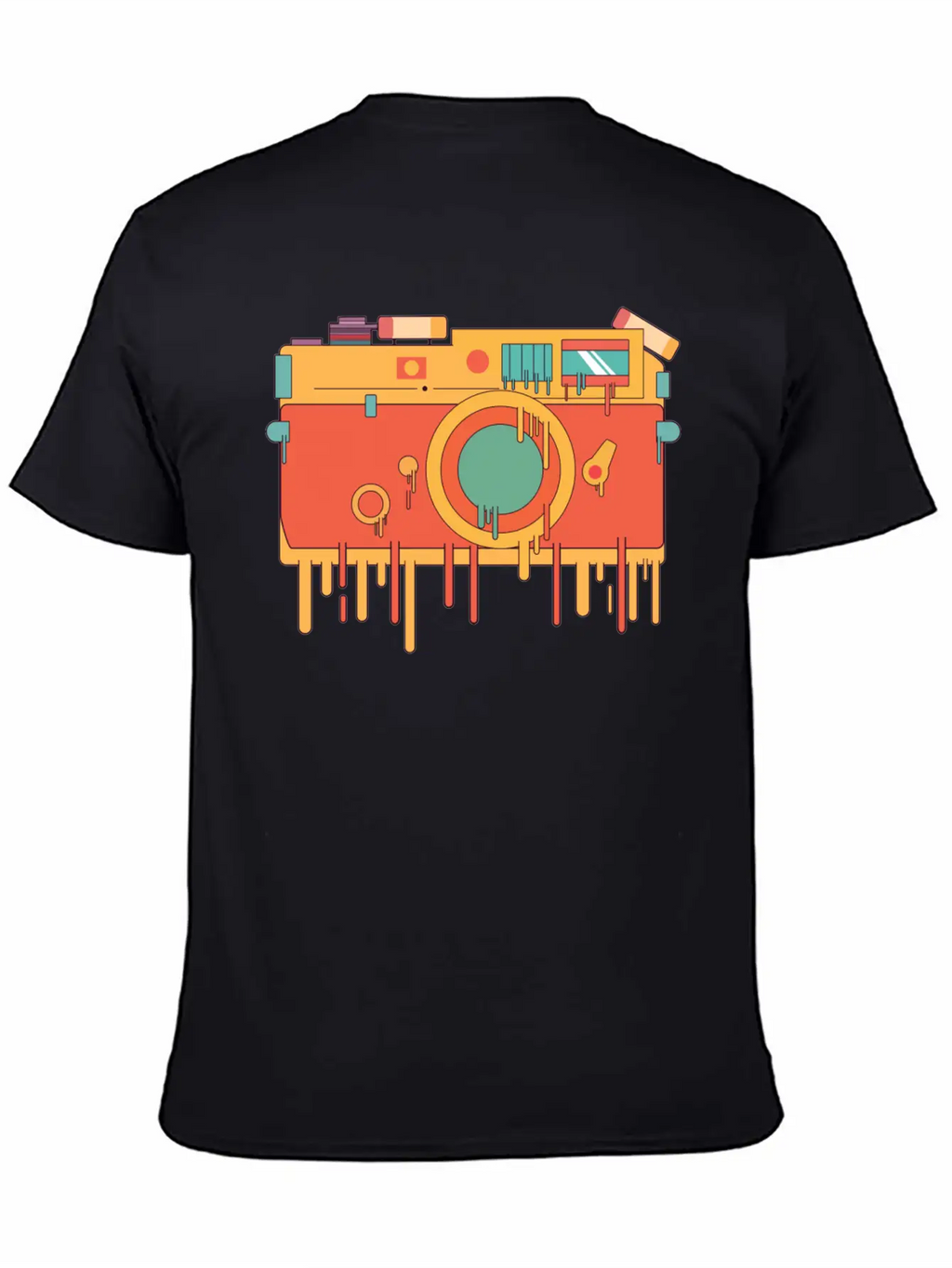 Melting Camera Casual Graphic T-Shirt – Simple And Comfortable Daily Wear