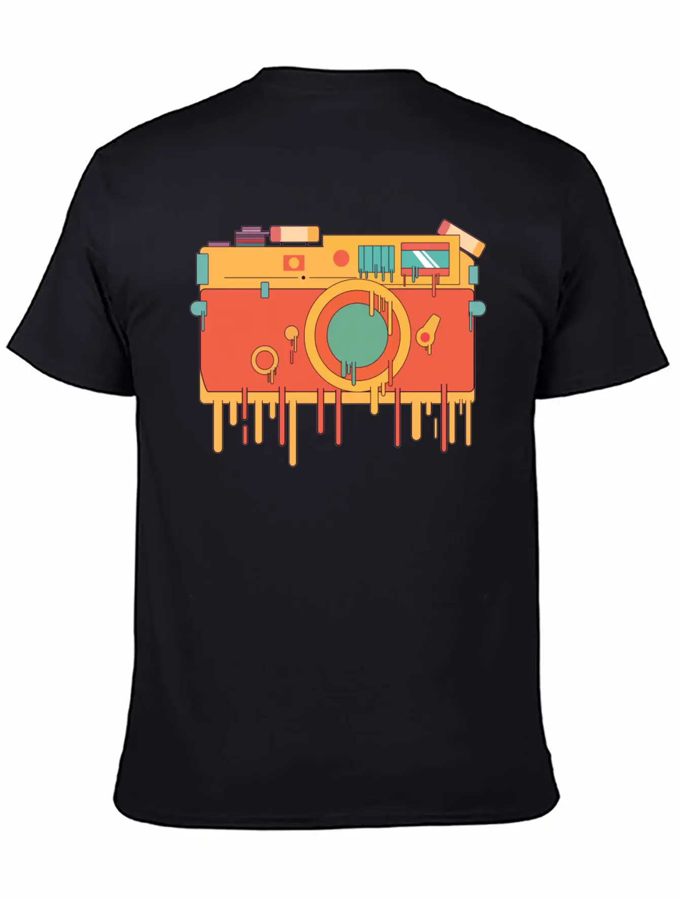 Melting Camera Casual Graphic T-Shirt – Simple And Comfortable Daily Wear