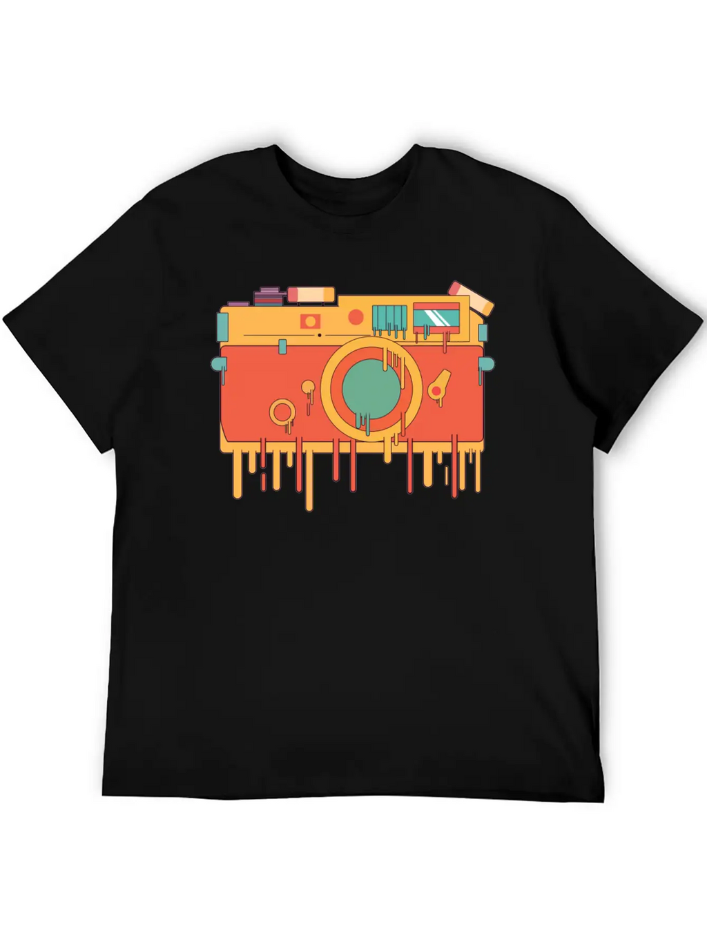 Melting Camera Casual Graphic T-Shirt – Simple And Comfortable Daily Wear