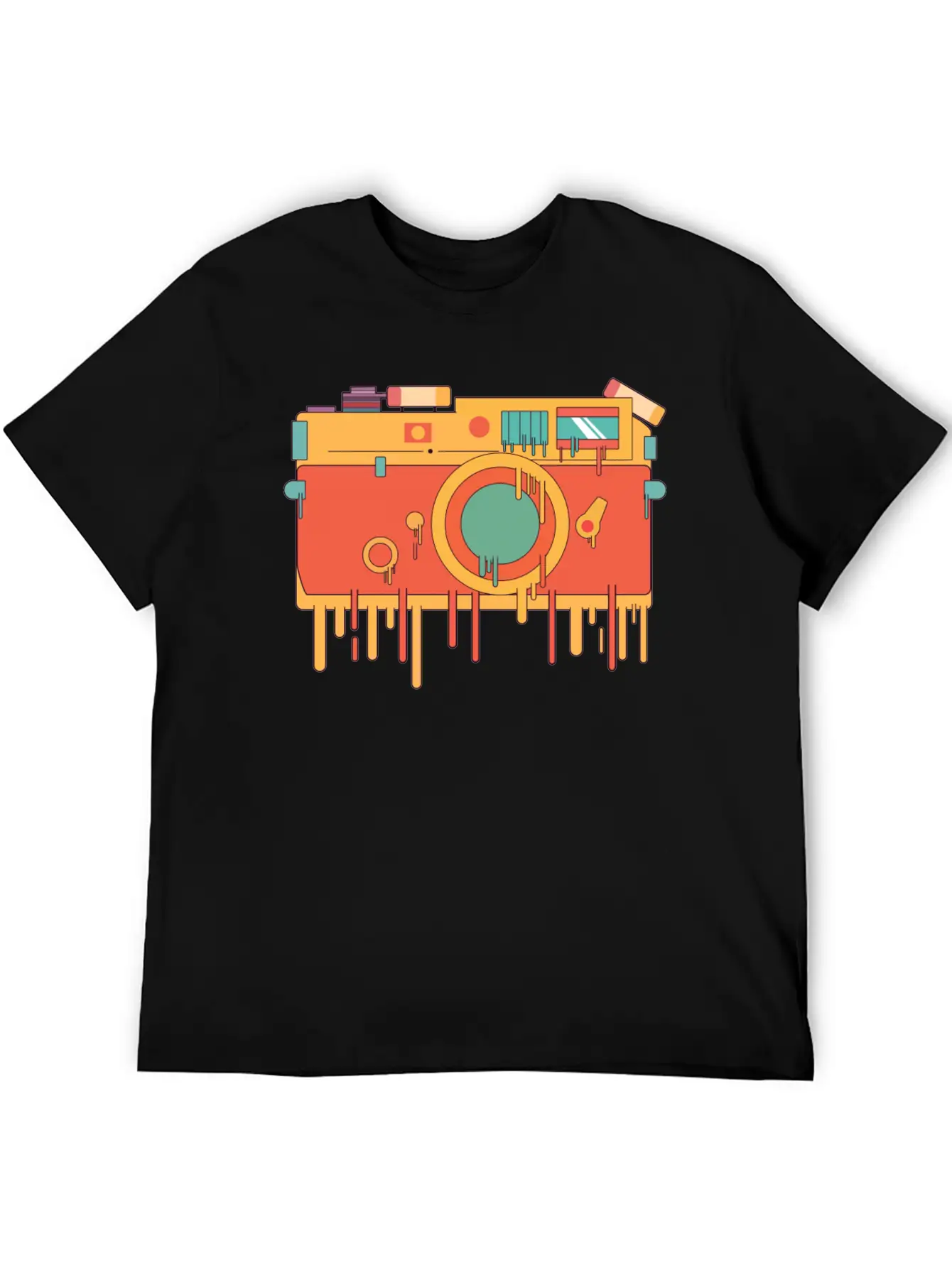 Melting Camera Casual Graphic T-Shirt – Simple And Comfortable Daily Wear