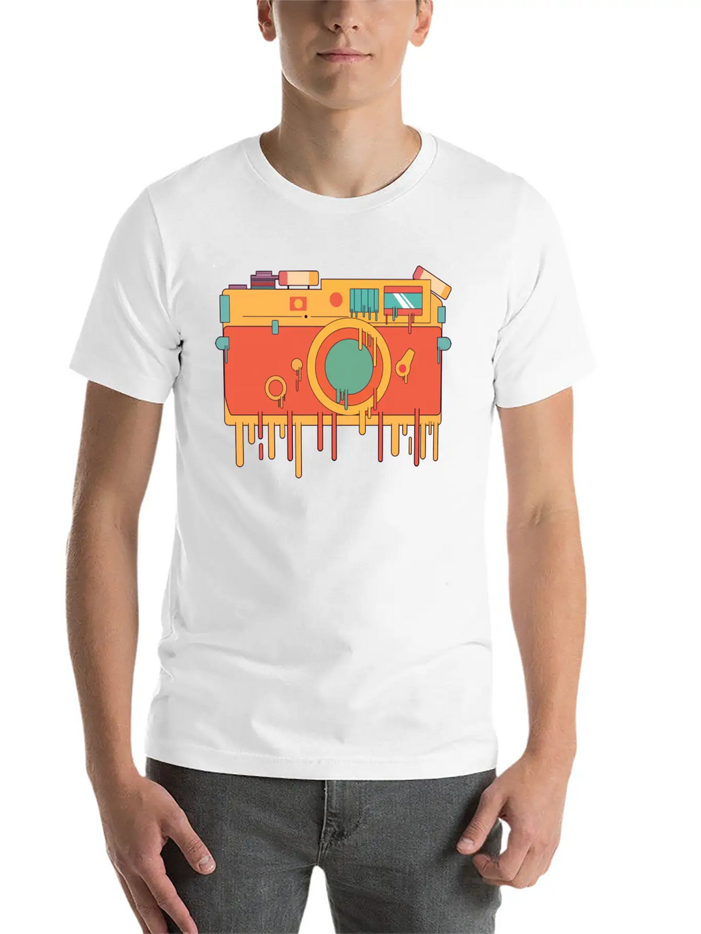 Melting Camera Casual Graphic T-Shirt – Simple And Comfortable Daily Wear