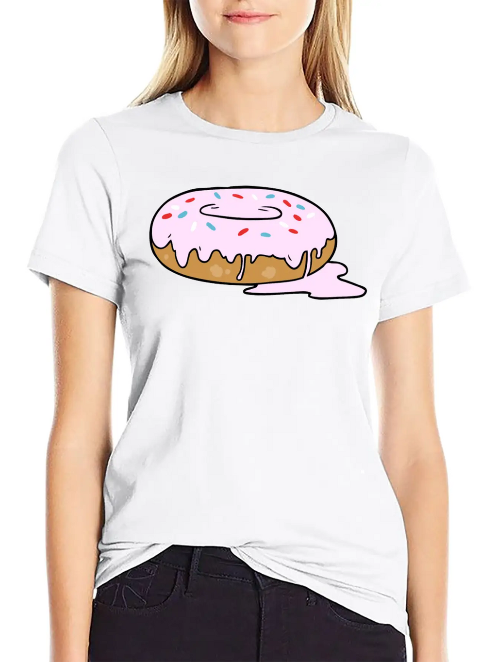 Melting Frosting Pink Donut With Sprinkles Unisex Short Sleeve Soft Cotton T-Shirt – Casual Everyday Wear
