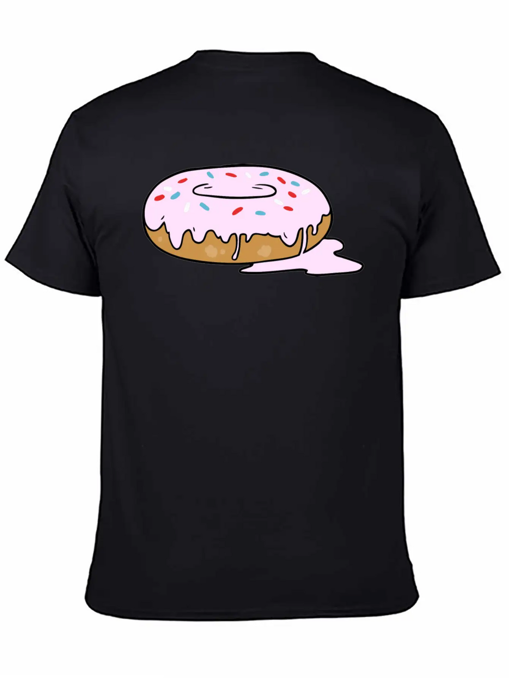 Melting Frosting Pink Donut With Sprinkles Unisex Short Sleeve Soft Cotton T-Shirt – Casual Everyday Wear