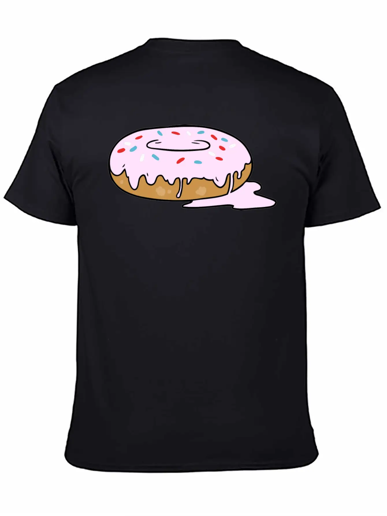 Melting Frosting Pink Donut With Sprinkles Unisex Short Sleeve Soft Cotton T-Shirt – Casual Everyday Wear