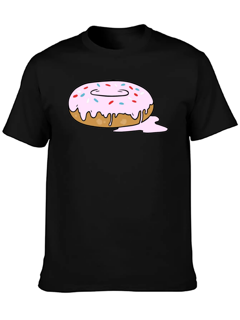 Melting Frosting Pink Donut With Sprinkles Unisex Short Sleeve Soft Cotton T-Shirt – Casual Everyday Wear