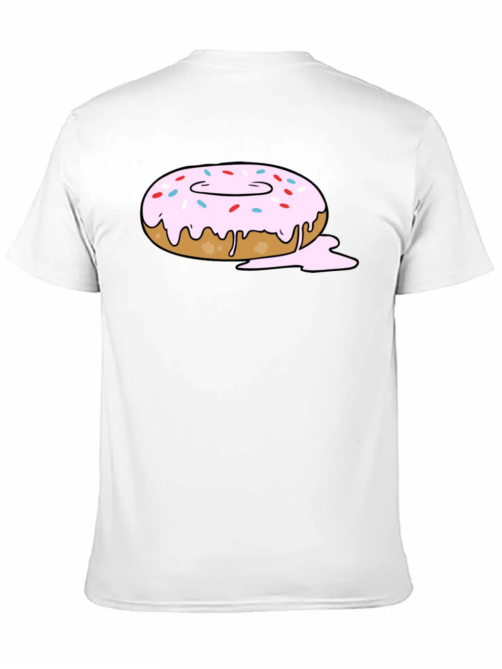 Melting Frosting Pink Donut With Sprinkles Unisex Short Sleeve Soft Cotton T-Shirt – Casual Everyday Wear