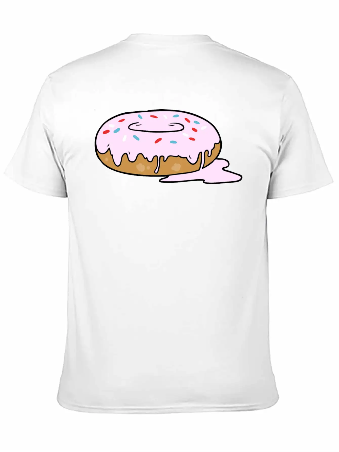 Melting Frosting Pink Donut With Sprinkles Unisex Short Sleeve Soft Cotton T-Shirt – Casual Everyday Wear