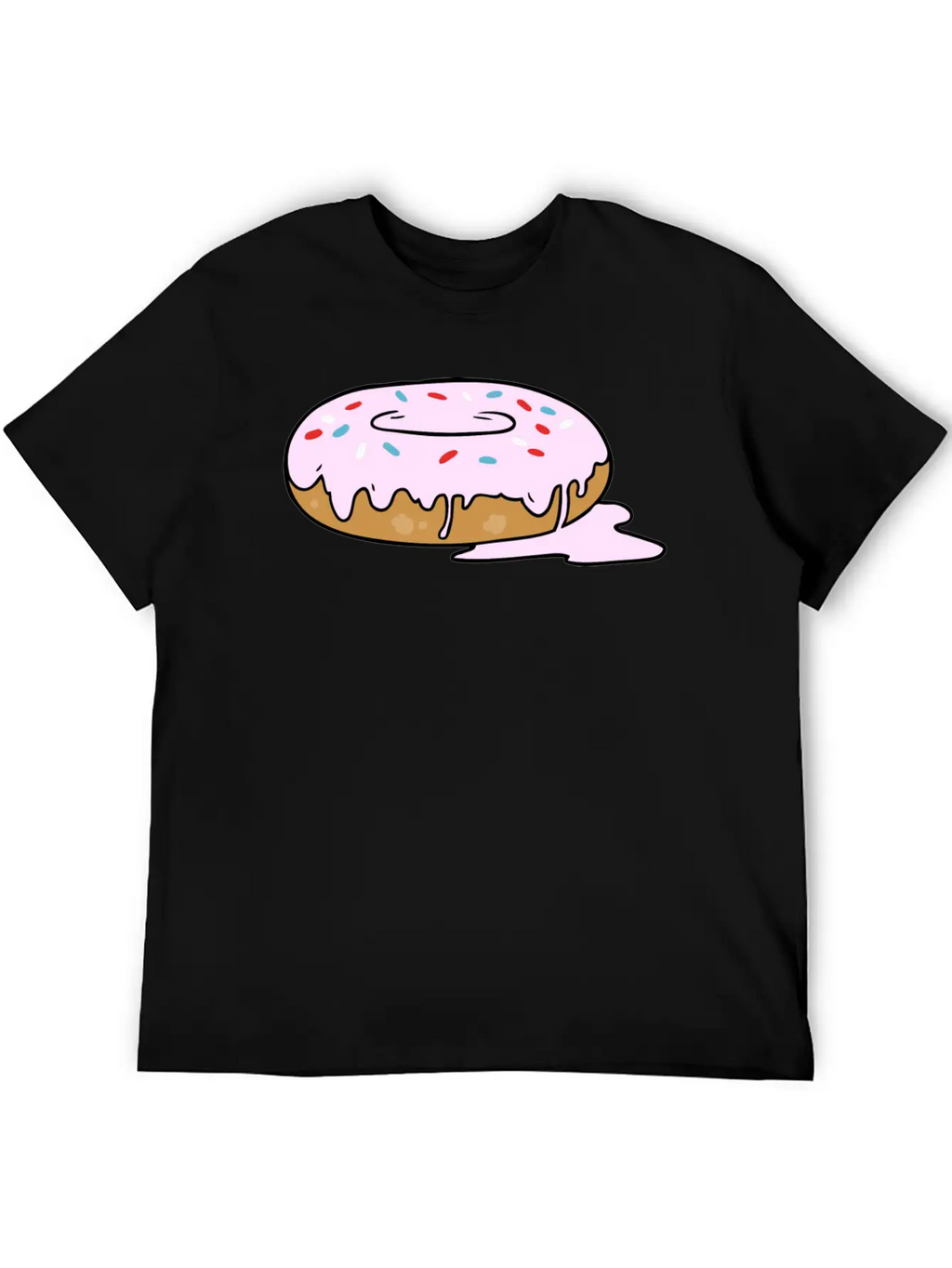 Melting Frosting Pink Donut With Sprinkles Unisex Short Sleeve Soft Cotton T-Shirt – Casual Everyday Wear