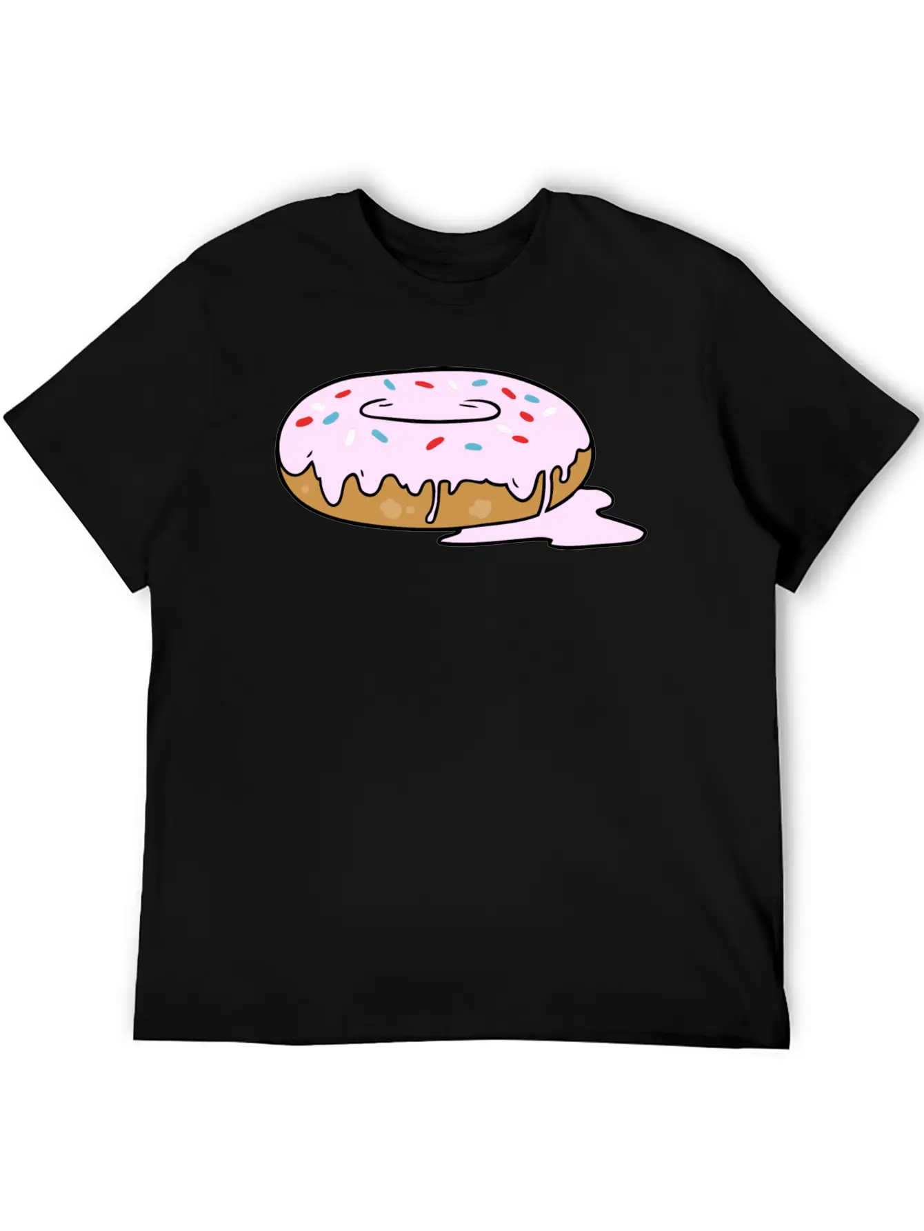 Melting Frosting Pink Donut With Sprinkles Unisex Short Sleeve Soft Cotton T-Shirt – Casual Everyday Wear