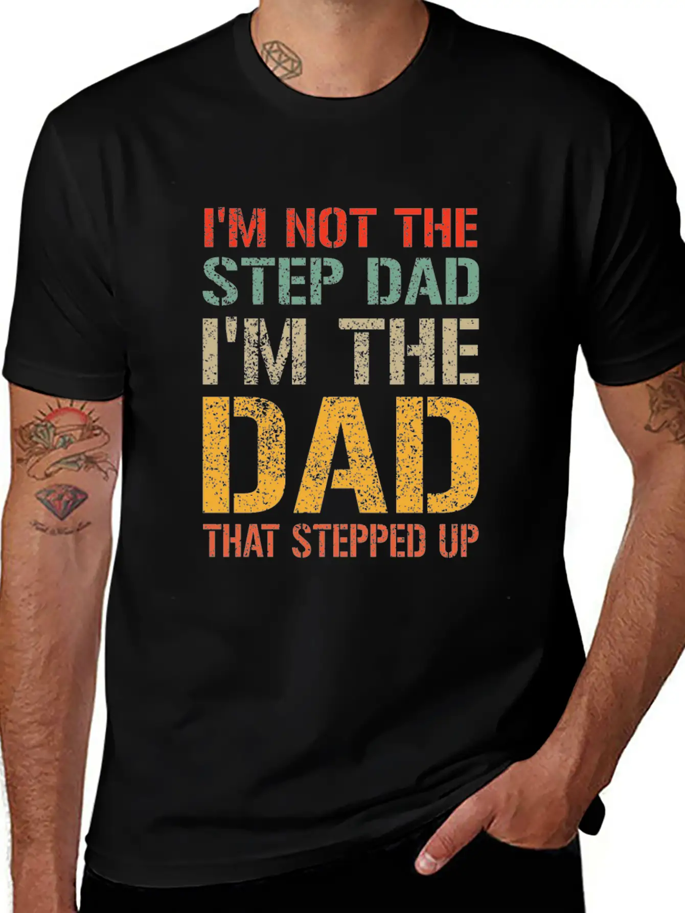Mens I M Not The Step Dad I M The Dad That Stepped Breathable Soft Cotton T-Shirt – Timeless Casual Look