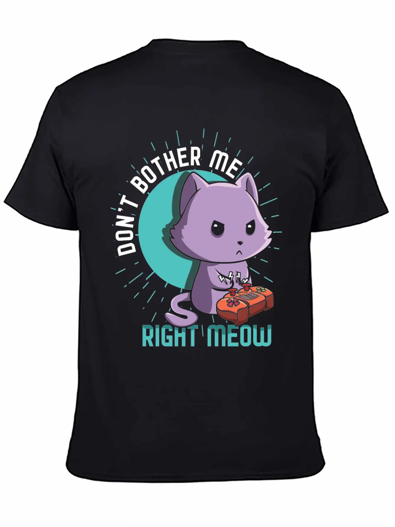 Meow Kawaii Cat Playing Video Game Lover Gaming Unisex Short Sleeve Soft Cotton T-Shirt – Casual Everyday Wear