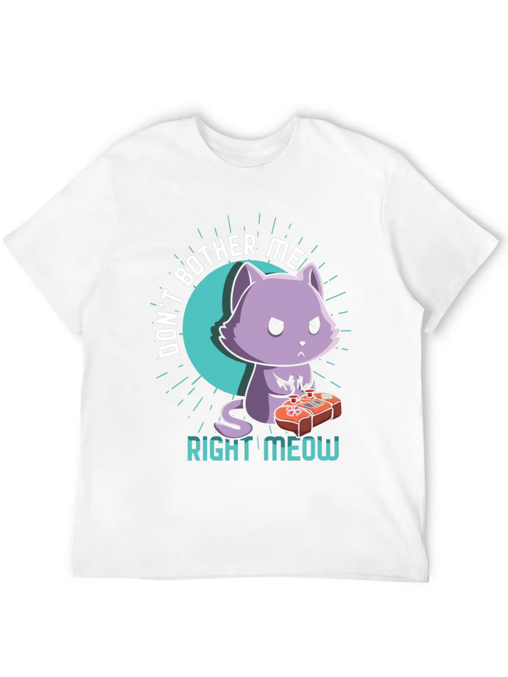 Meow Kawaii Cat Playing Video Game Lover Gaming Unisex Short Sleeve Soft Cotton T-Shirt – Casual Everyday Wear