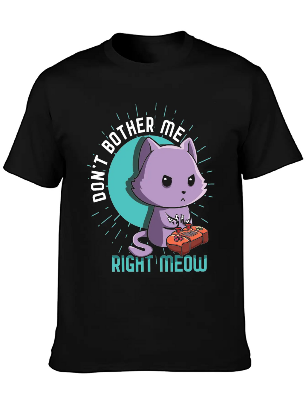 Meow Kawaii Cat Playing Video Game Lover Gaming Unisex Short Sleeve Soft Cotton T-Shirt – Casual Everyday Wear