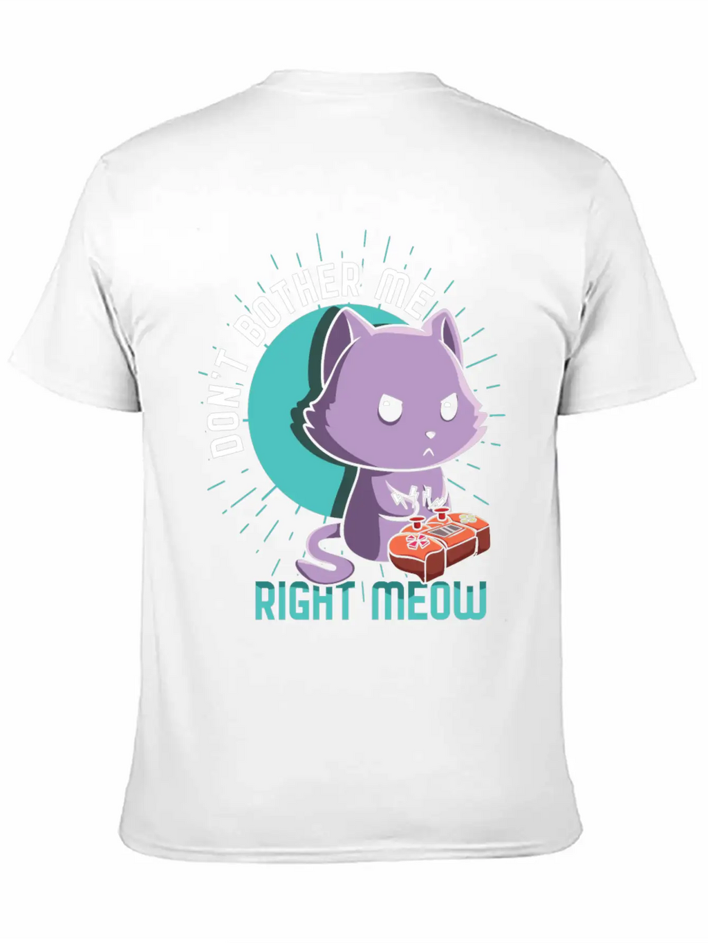 Meow Kawaii Cat Playing Video Game Lover Gaming Unisex Short Sleeve Soft Cotton T-Shirt – Casual Everyday Wear