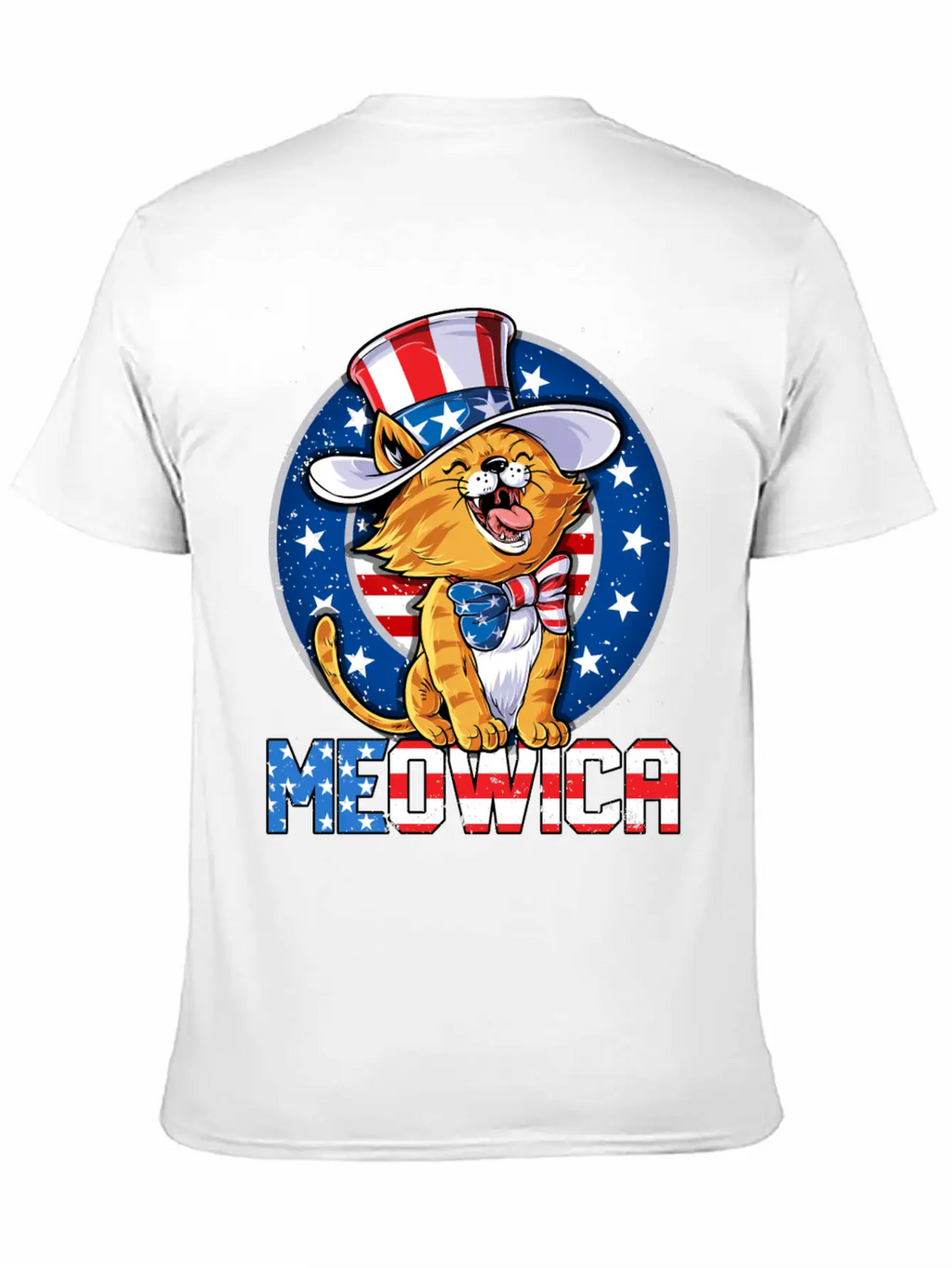 Meowica 4th Of July T Shirt Merica Cat American Flag Uncle Sam Women Kids Unisex Casual T-Shirt – Clean Design For Daily Comfort