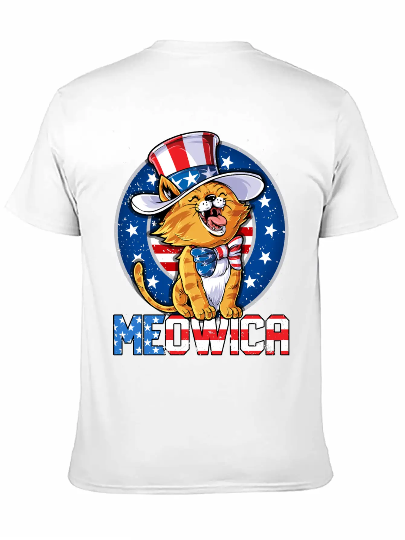 Meowica 4th Of July T Shirt Merica Cat American Flag Uncle Sam Women Kids Unisex Casual T-Shirt – Clean Design For Daily Comfort