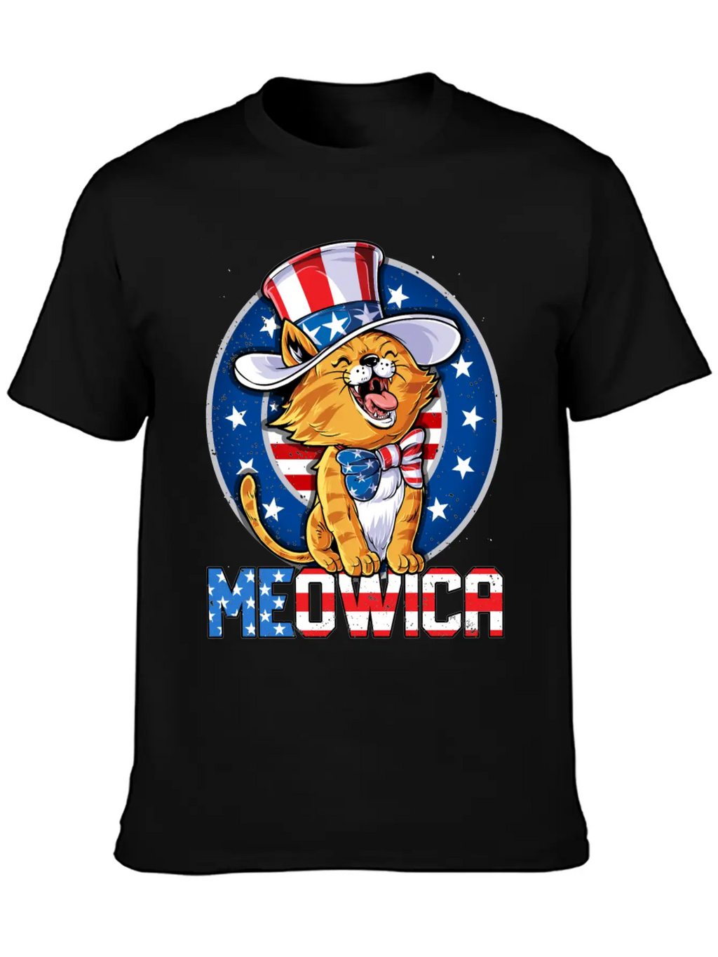 Meowica 4th Of July T Shirt Merica Cat American Flag Uncle Sam Women Kids Unisex Casual T-Shirt – Clean Design For Daily Comfort