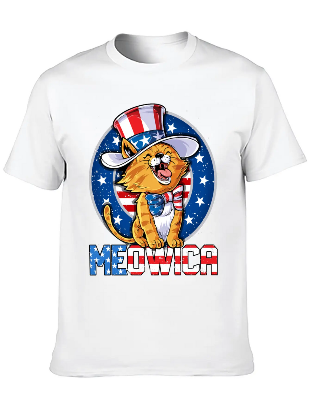 Meowica 4th Of July T Shirt Merica Cat American Flag Uncle Sam Women Kids Unisex Casual T-Shirt – Clean Design For Daily Comfort