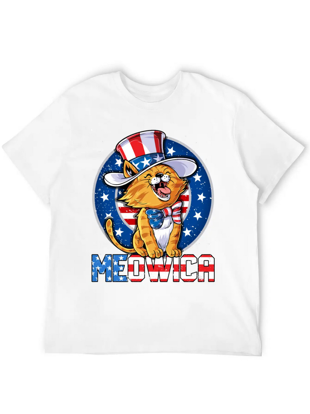Meowica 4th Of July T Shirt Merica Cat American Flag Uncle Sam Women Kids Unisex Casual T-Shirt – Clean Design For Daily Comfort