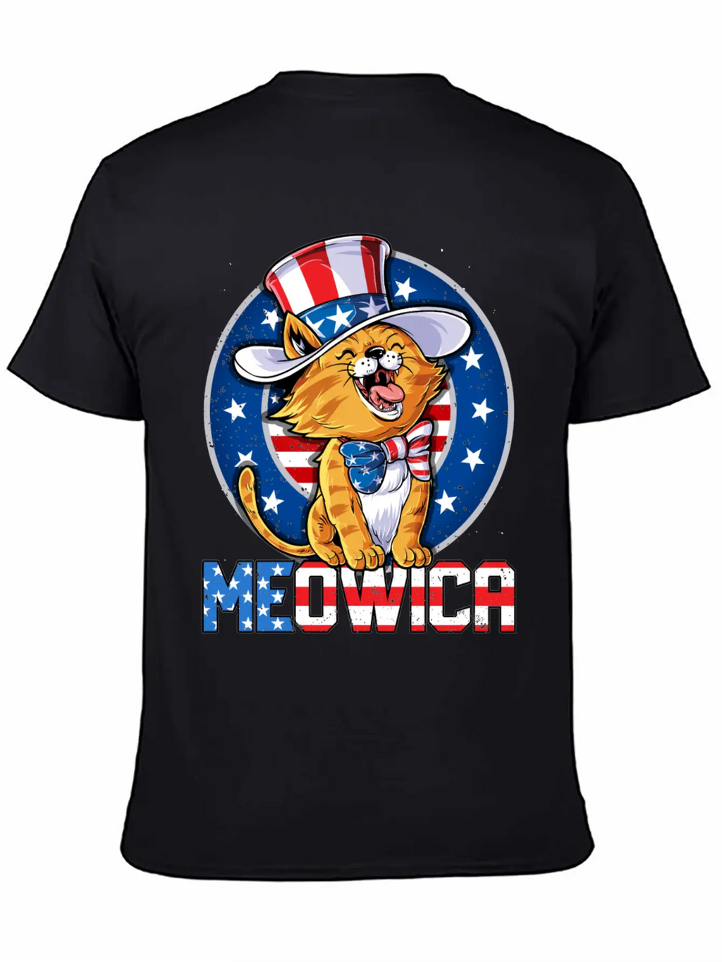 Meowica 4th Of July T Shirt Merica Cat American Flag Uncle Sam Women Kids Unisex Casual T-Shirt – Clean Design For Daily Comfort