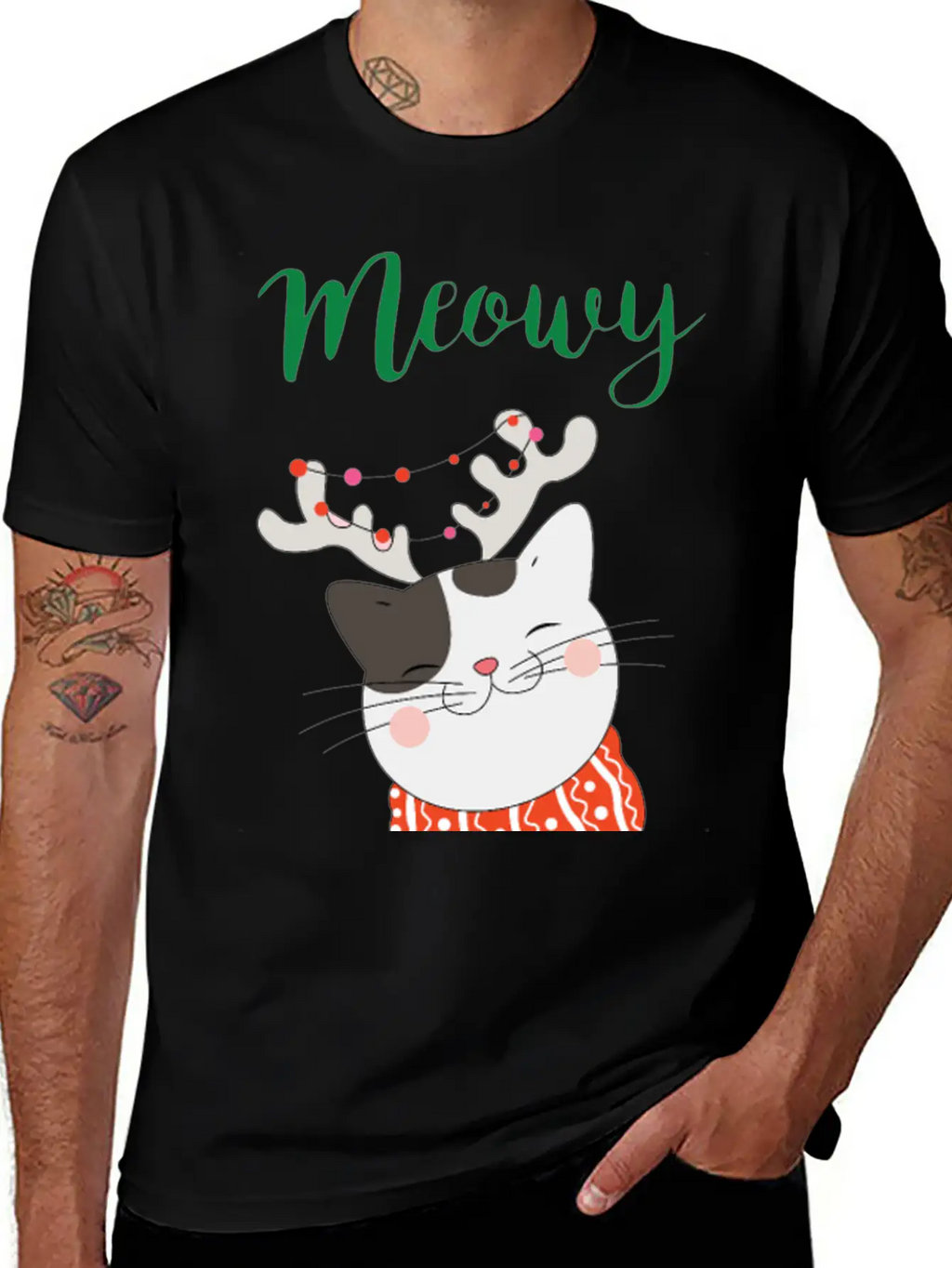 MEOWY CHRISTMAS CAT T-Shirts Unisex Casual T-Shirt – Clean Design For Daily Comfort