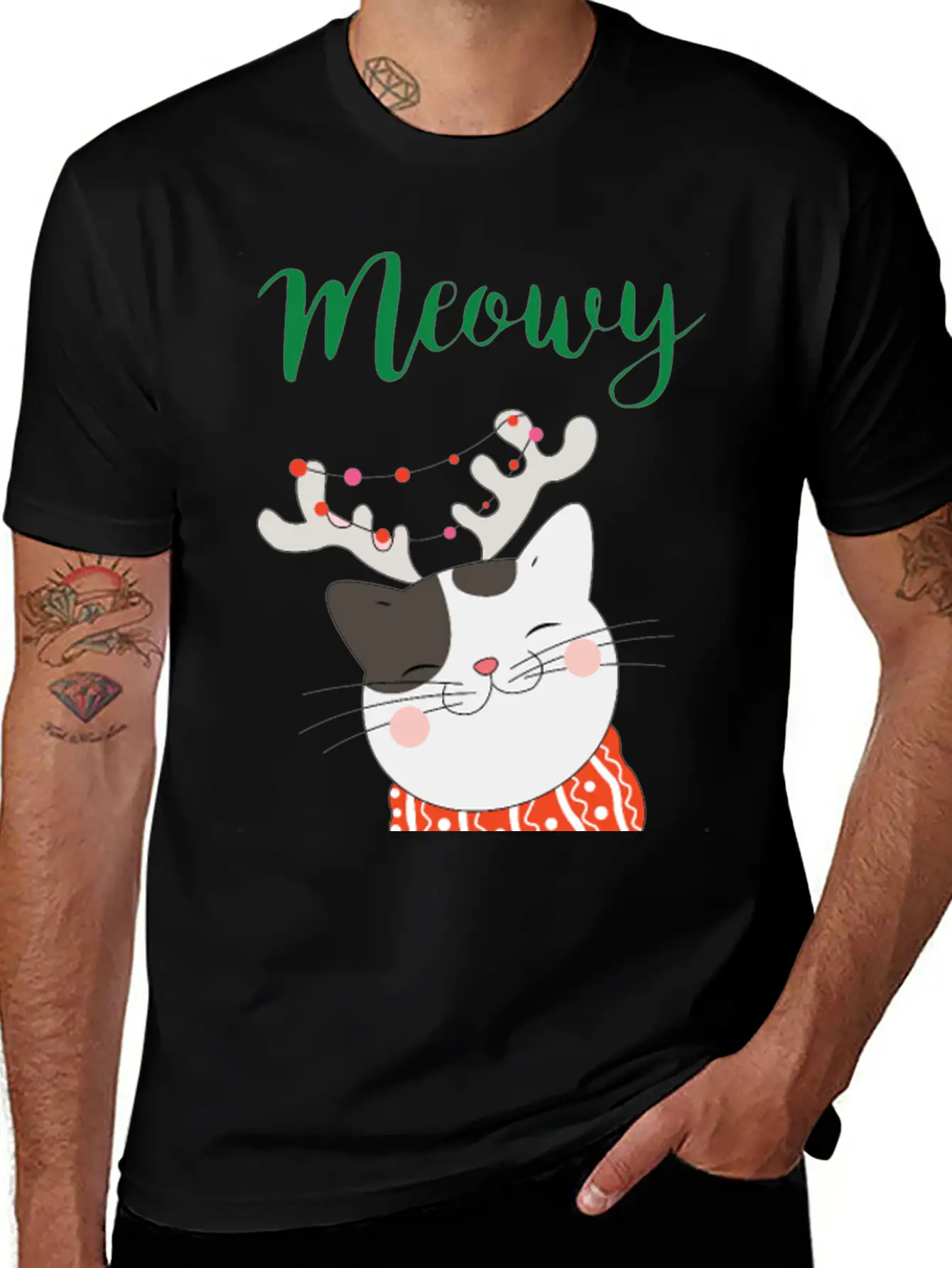 MEOWY CHRISTMAS CAT T-Shirts Unisex Casual T-Shirt – Clean Design For Daily Comfort
