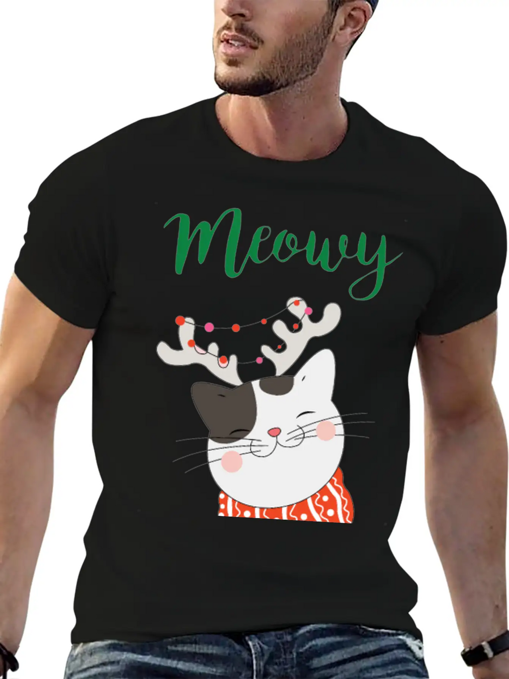 MEOWY CHRISTMAS CAT T-Shirts Unisex Casual T-Shirt – Clean Design For Daily Comfort