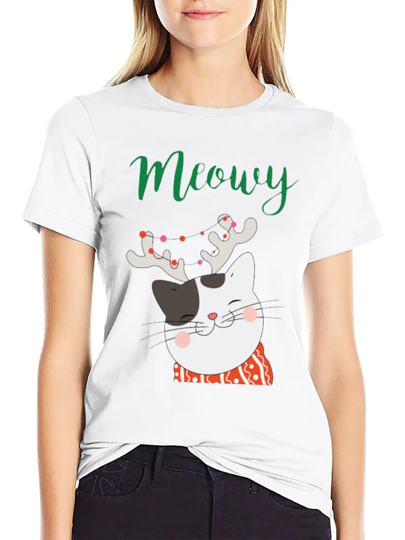 MEOWY CHRISTMAS CAT T-Shirts Unisex Casual T-Shirt – Clean Design For Daily Comfort