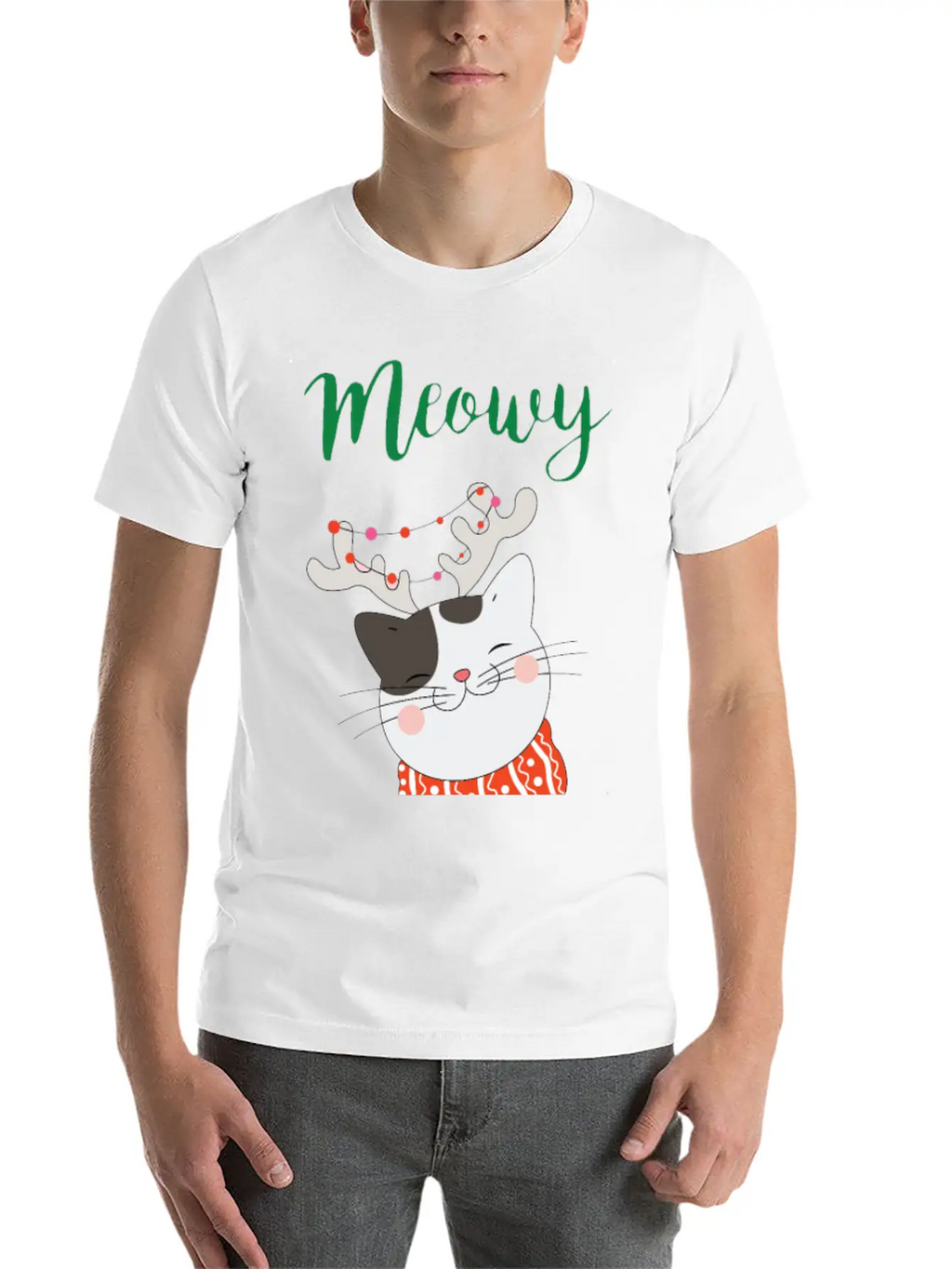 MEOWY CHRISTMAS CAT T-Shirts Unisex Casual T-Shirt – Clean Design For Daily Comfort