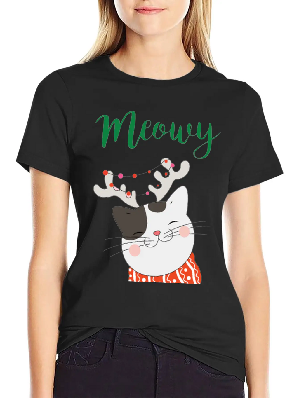 MEOWY CHRISTMAS CAT T-Shirts Unisex Casual T-Shirt – Clean Design For Daily Comfort