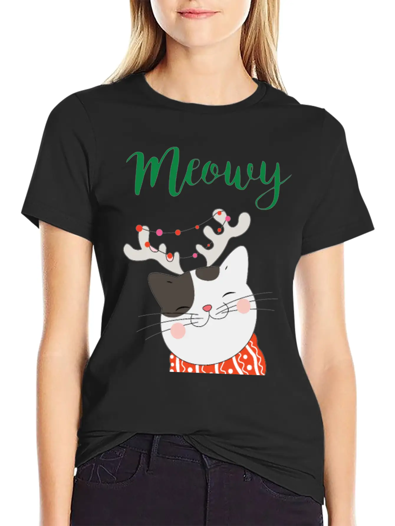 MEOWY CHRISTMAS CAT T-Shirts Unisex Casual T-Shirt – Clean Design For Daily Comfort