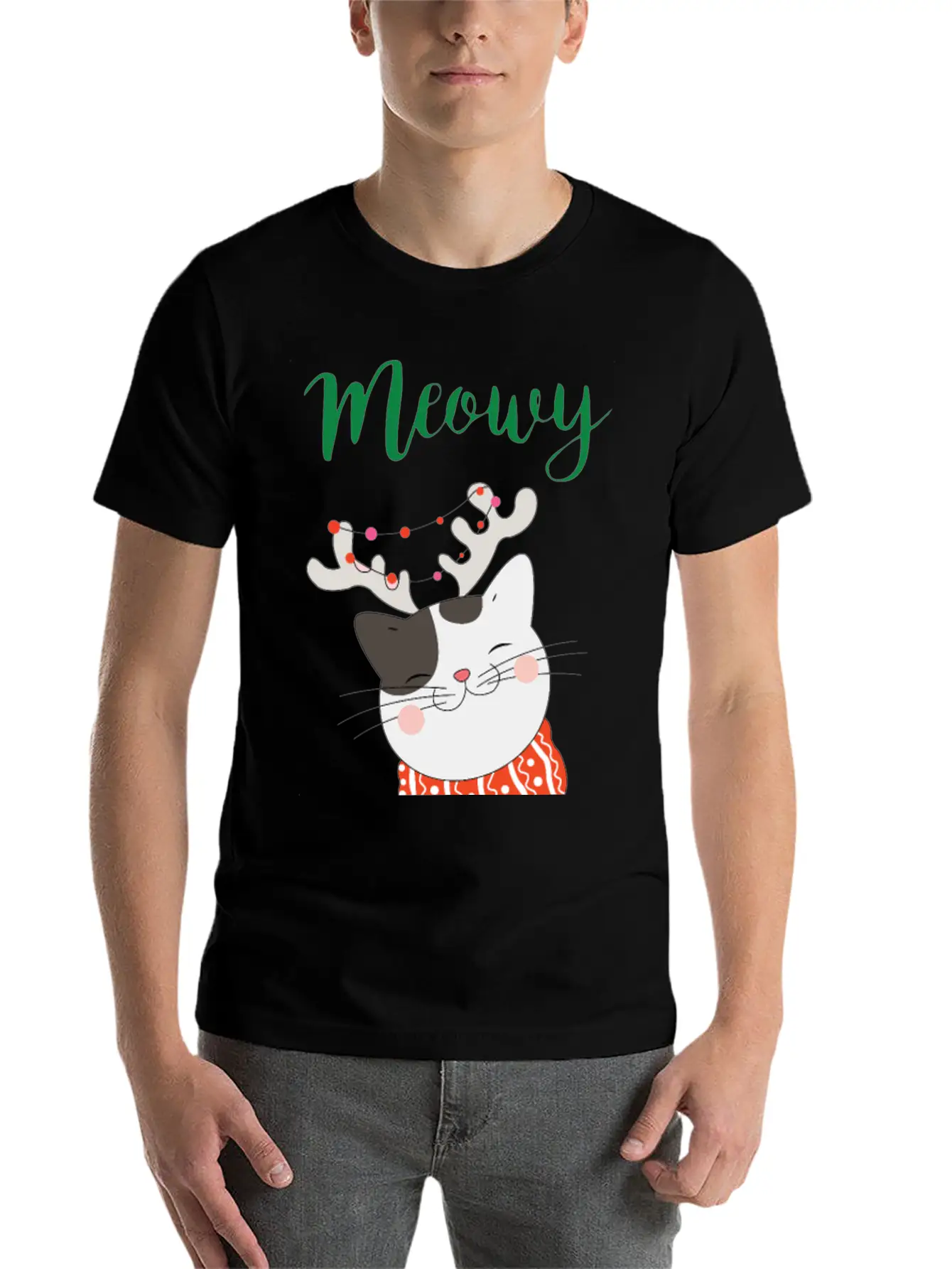 MEOWY CHRISTMAS CAT T-Shirts Unisex Casual T-Shirt – Clean Design For Daily Comfort