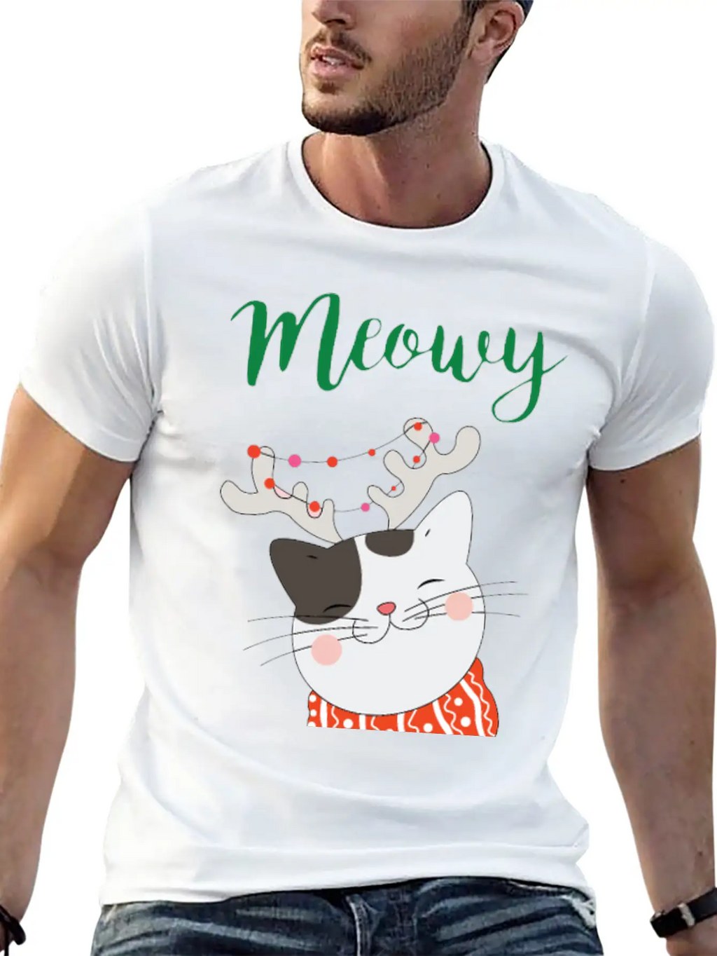 MEOWY CHRISTMAS CAT T-Shirts Unisex Casual T-Shirt – Clean Design For Daily Comfort