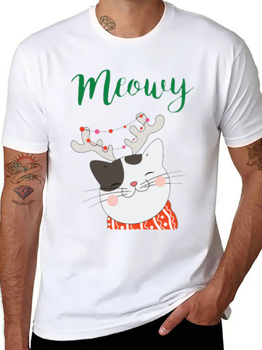 MEOWY CHRISTMAS CAT T-Shirts Unisex Casual T-Shirt – Clean Design For Daily Comfort