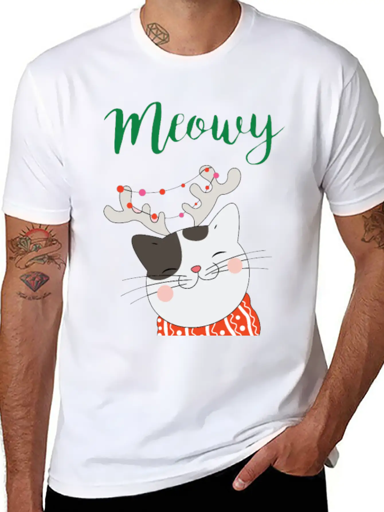 MEOWY CHRISTMAS CAT T-Shirts Unisex Casual T-Shirt – Clean Design For Daily Comfort