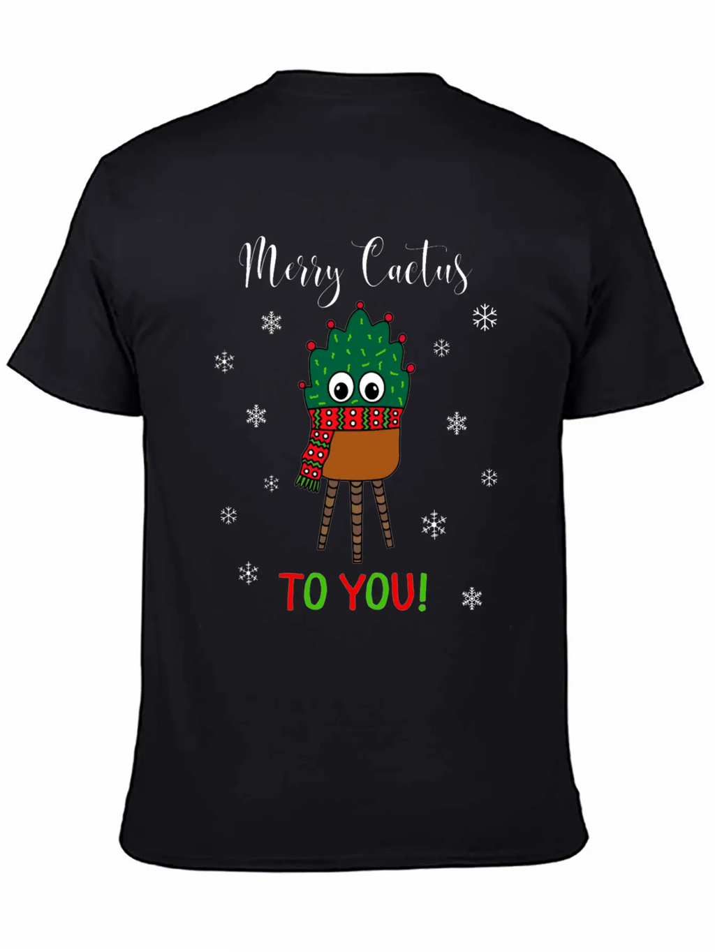 Merry Cactus To You - Christmas Cactus With Scarf Unisex Casual T-Shirt – Clean Design For Daily Comfort