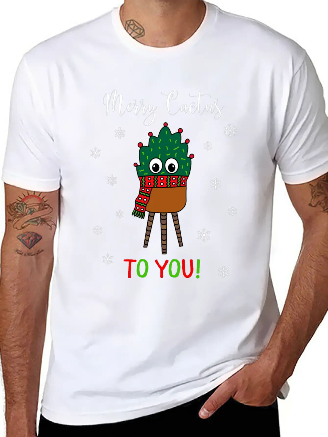 Merry Cactus To You - Christmas Cactus With Scarf Unisex Casual T-Shirt – Clean Design For Daily Comfort
