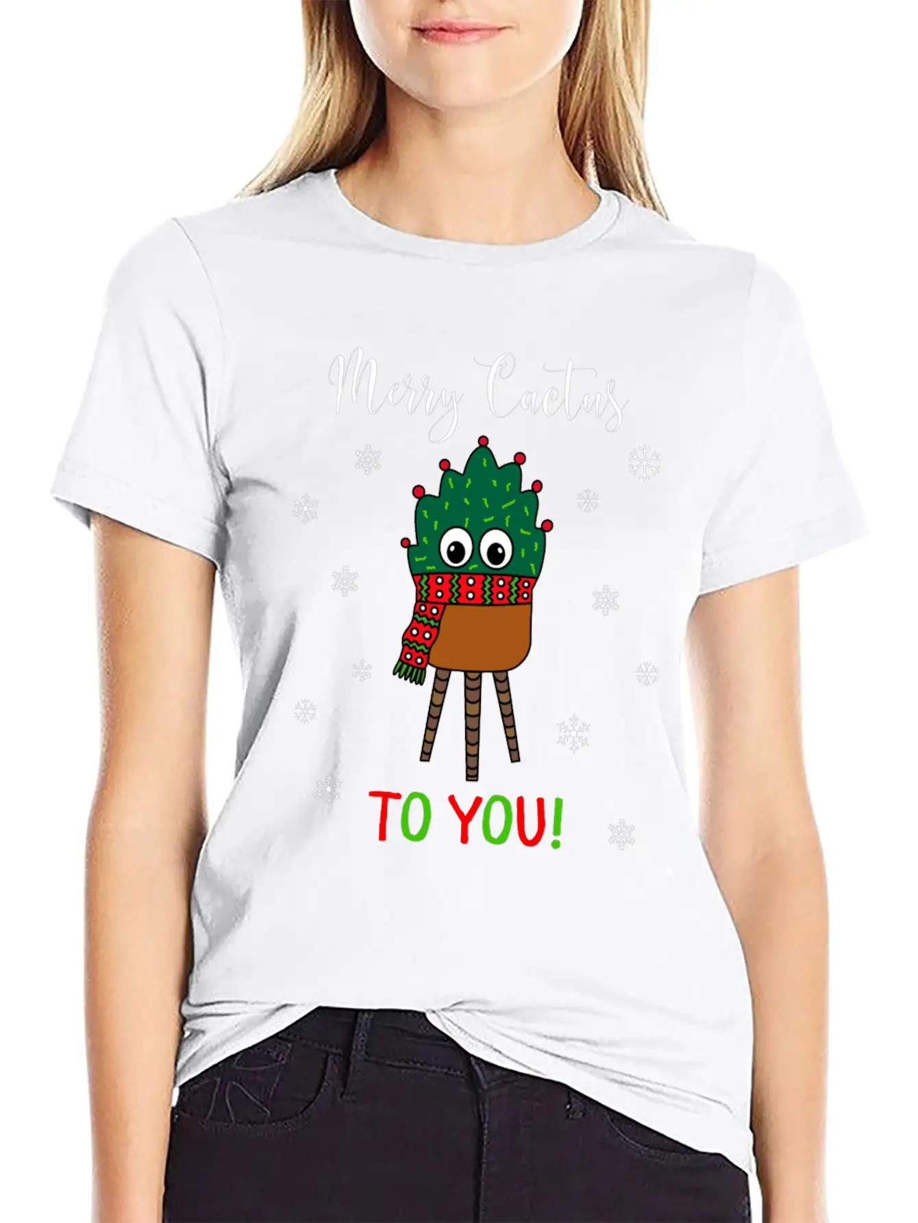Merry Cactus To You - Christmas Cactus With Scarf Unisex Casual T-Shirt – Clean Design For Daily Comfort