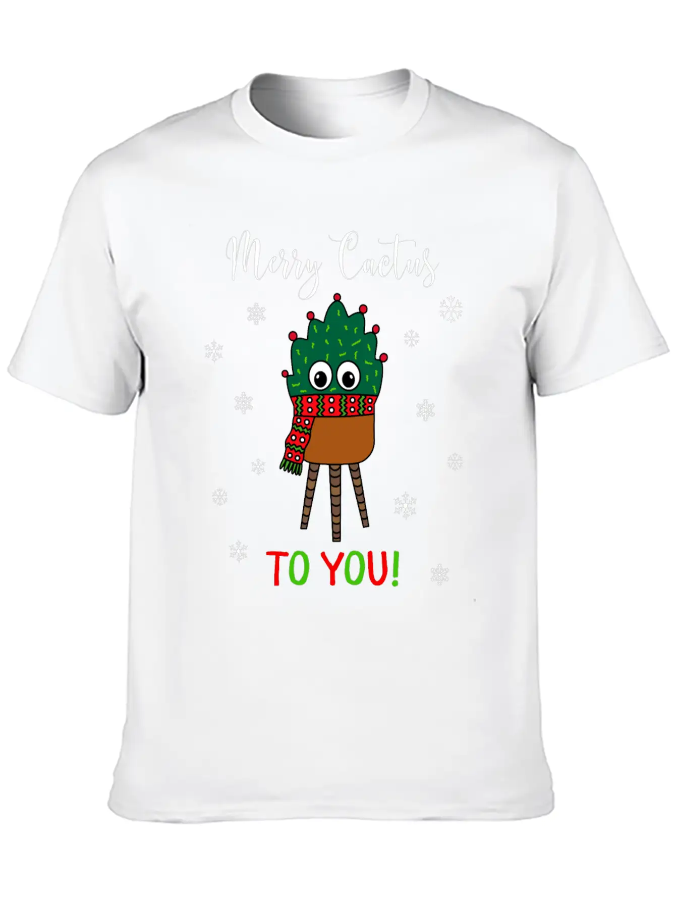 Merry Cactus To You - Christmas Cactus With Scarf Unisex Casual T-Shirt – Clean Design For Daily Comfort