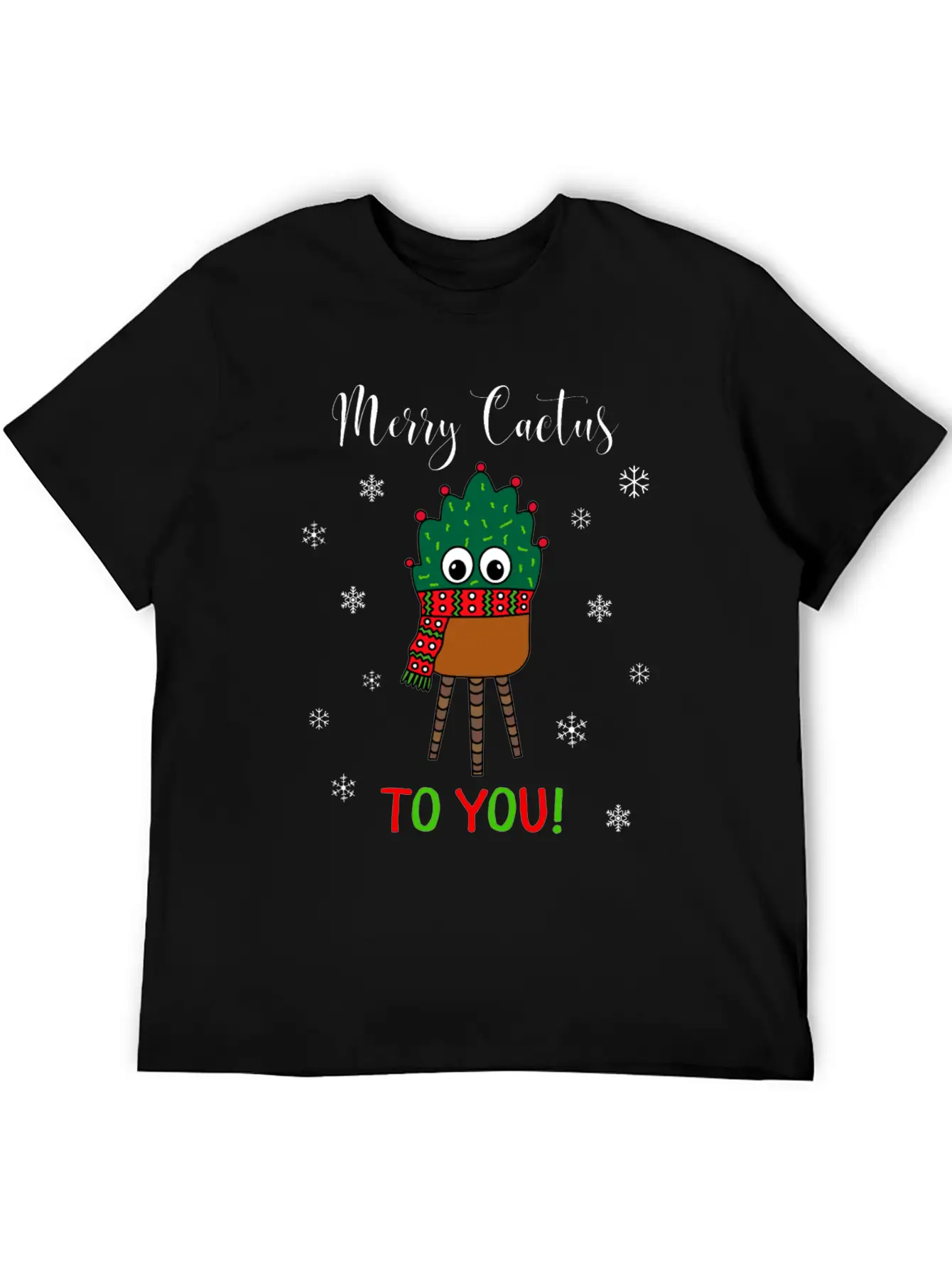 Merry Cactus To You - Christmas Cactus With Scarf Unisex Casual T-Shirt – Clean Design For Daily Comfort