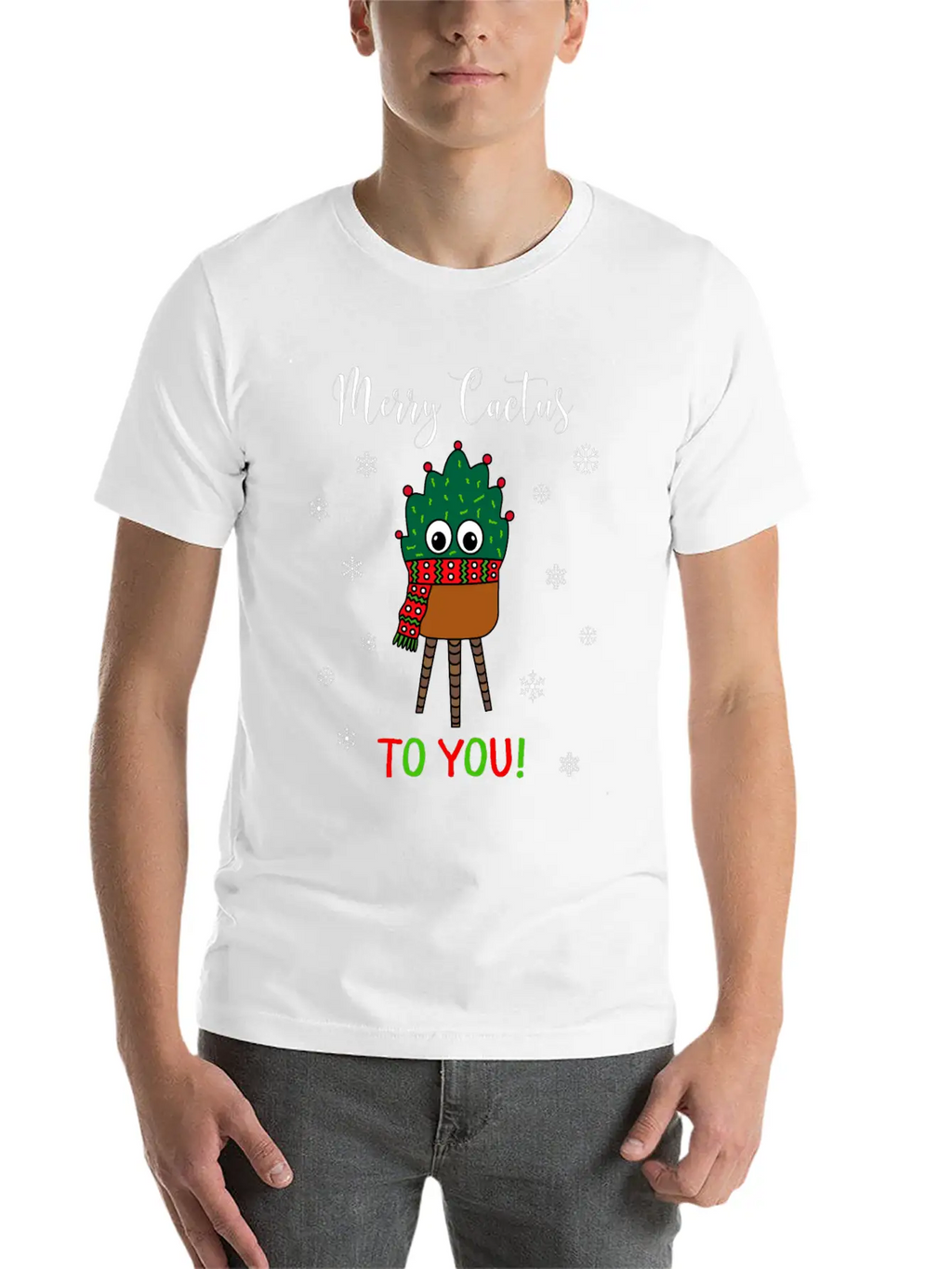 Merry Cactus To You - Christmas Cactus With Scarf Unisex Casual T-Shirt – Clean Design For Daily Comfort